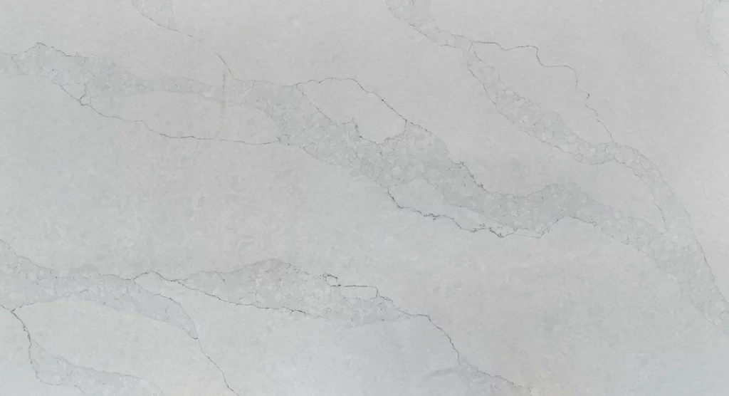 White quartz slab with soft veining